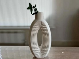 Molde silicona florero dona ovalada rayada 